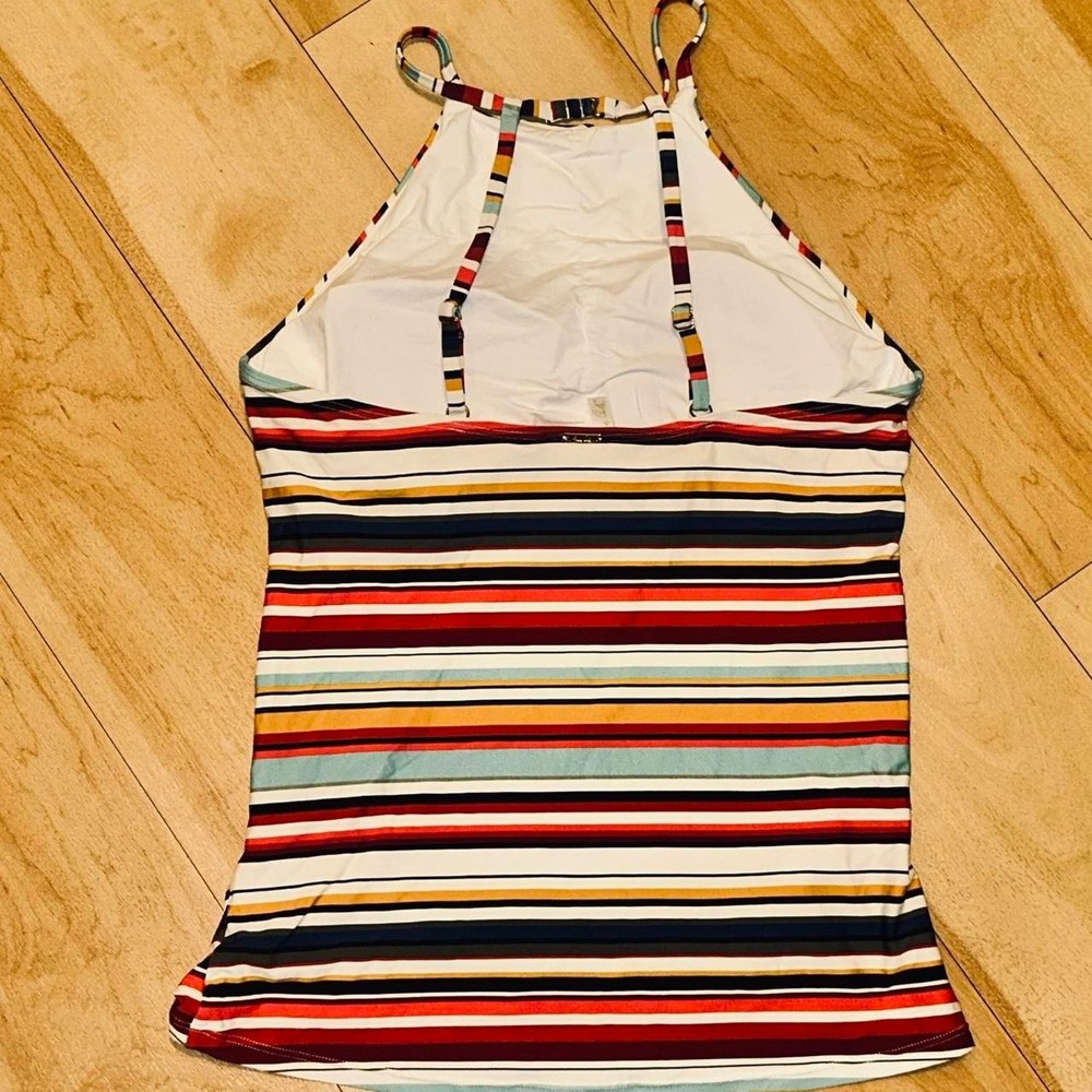 Anne Cole multicoloured striped tankini swimsuit. Top with built-in bra. Size XL - Picture 3 of 8